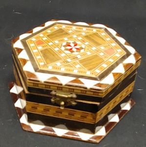 Vintage Granada Spain Wood Inlay Trinket Box
